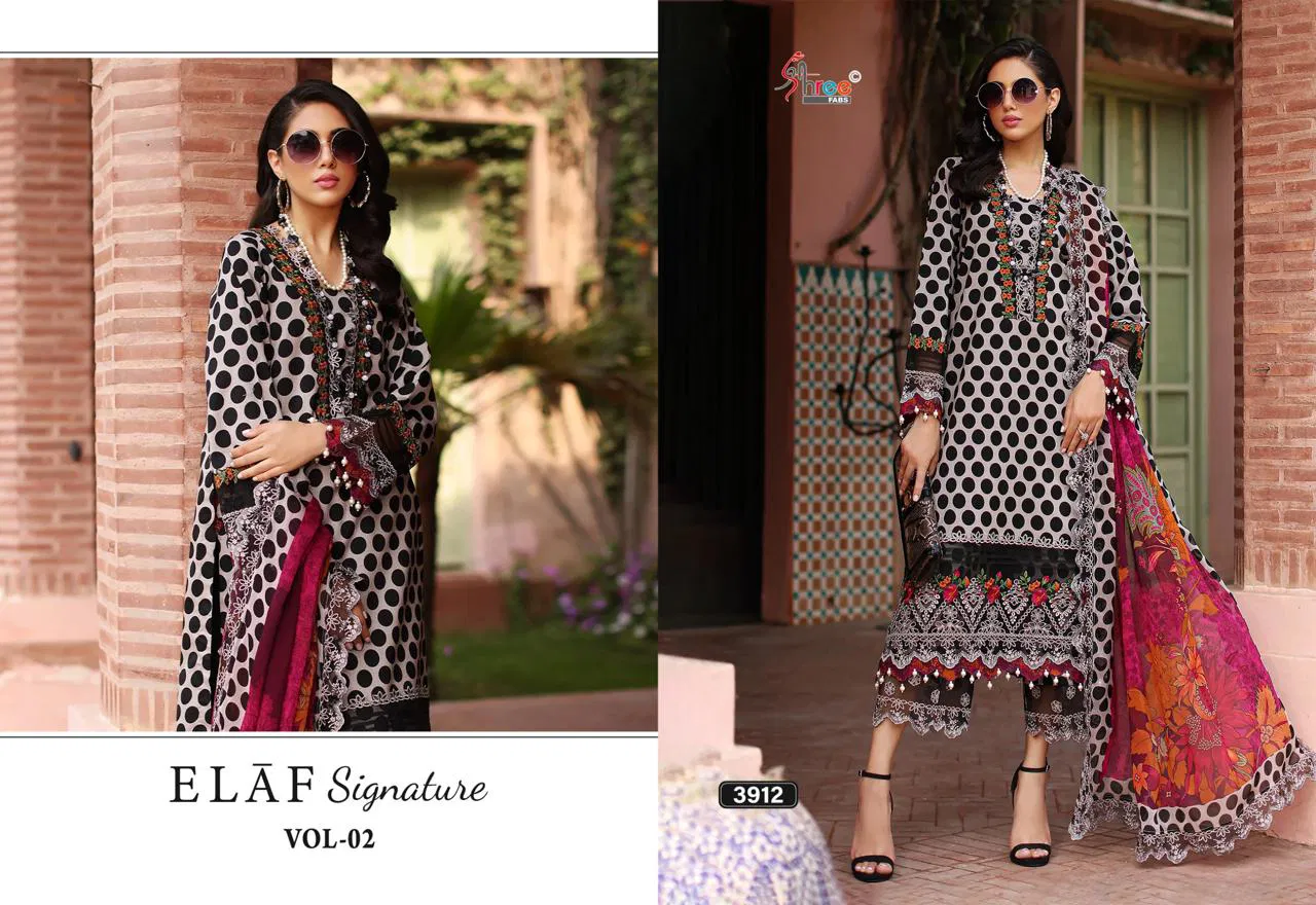 Elaf Signature Vol 2 By Shree Cotton Dupatta Pakistani Salwar Kameez Exporters In India